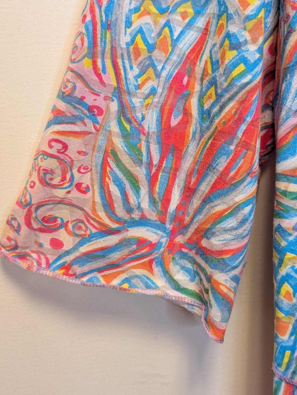 Lulu B Colorful Pineapple Print Asymmetrical Resort Tunic Top Soft Colorful 1X - Picture 6 of 14
